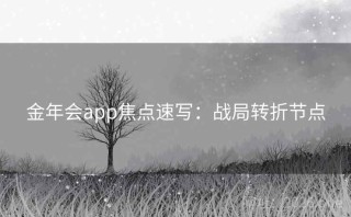 金年会app焦点速写：战局转折节点